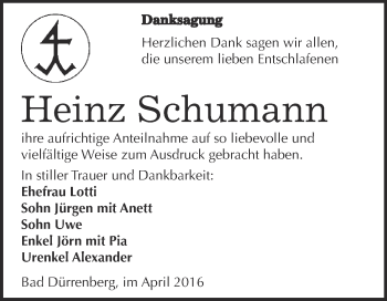Traueranzeige von Heinz Schumann von Super Sonntag Merseburg