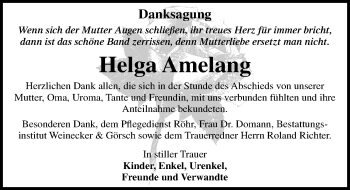 Traueranzeige von Helga Amelang von Mitteldeutsche Zeitung Bernburg