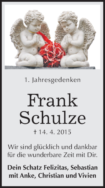 Traueranzeige von Frank Schulze von Mitteldeutsche Zeitung Köthen