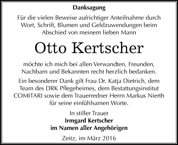 Traueranzeige von Otto Kertscher von Mitteldeutsche Zeitung Zeitz