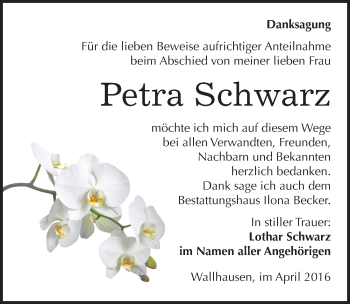 Traueranzeige von Peter  Schwarz von Mitteldeutsche Zeitung Sangerhausen