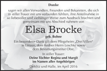 Traueranzeige von Elsa Brocke von Super Sonntag Merseburg