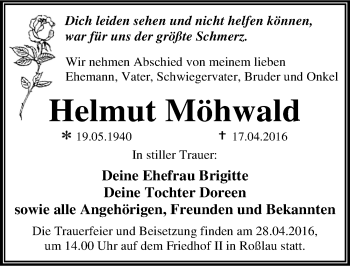 Traueranzeige von Helmut Möhwald von Mitteldeutsche Zeitung Dessau-Roßlau