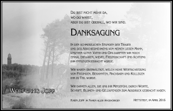 Traueranzeige von Wolfgang Jopp von Mitteldeutsche Zeitung Mansfelder Land