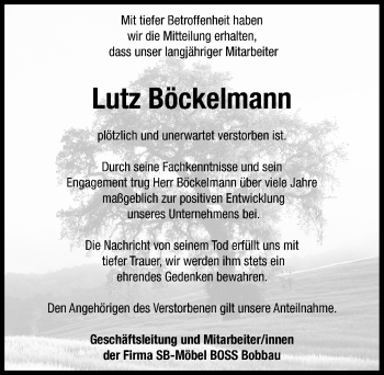 Traueranzeige von Lutz Böckelmann von Mitteldeutsche Zeitung Bitterfeld