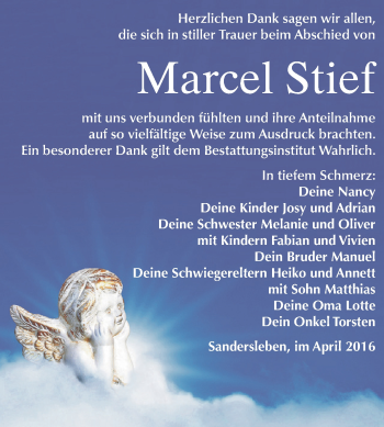 Traueranzeige von Marcel Stief von Super Sonntag SGH Mansf. Land