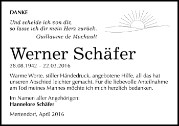 Traueranzeige von Werner Schäfer von Mitteldeutsche Zeitung Naumburg/Nebra