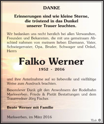 Traueranzeige von Falko Werner von Mitteldeutsche Zeitung Weißenfels