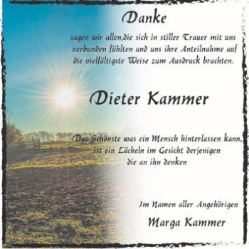 Traueranzeige von Dieter Kammer von Super Sonntag Merseburg