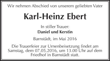Traueranzeige von Karl-Heinz Ebert von WVG - Wochenspiegel Merseburg