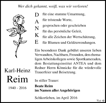 Traueranzeige von Karl-Heinz Reim von Mitteldeutsche Zeitung Weißenfels