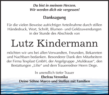 Traueranzeige von Lutz Kindermann von Mitteldeutsche Zeitung Dessau-Roßlau