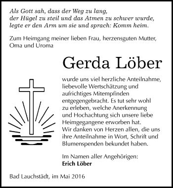 Traueranzeige von Gerda Löber von Mitteldeutsche Zeitung Merseburg/Querfurt