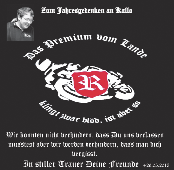 Traueranzeige von Kallo  von Mitteldeutsche Zeitung Wittenberg