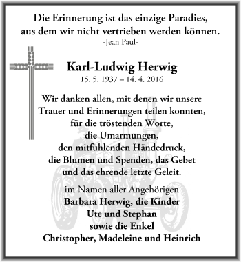 Traueranzeige von Karl-Ludwig Herwig von Mitteldeutsche Zeitung Halle/Saalkreis