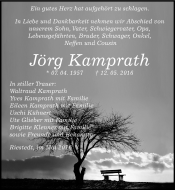 Traueranzeige von Jörg Kamprath von Mitteldeutsche Zeitung Sangerhausen