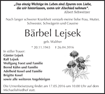 Traueranzeige von Hildegard Bachmann von Mitteldeutsche Zeitung Naumburg/Nebra