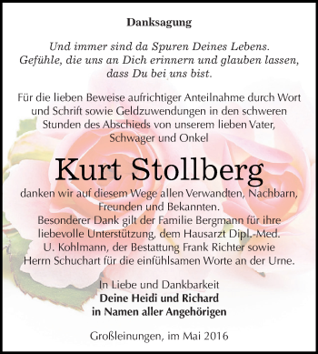Traueranzeige von Kurt Stollberg von Super Sonntag SGH Mansf. Land