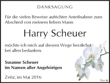 Traueranzeige von Harry Scheuer von Mitteldeutsche Zeitung Zeitz