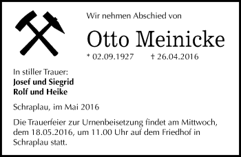 Traueranzeige von Otto Meinicke von Mitteldeutsche Zeitung Merseburg/Querfurt