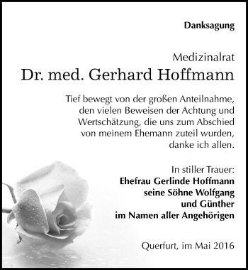 Traueranzeige von Gerhard Hoffmann von Mitteldeutsche Zeitung Merseburg/Querfurt