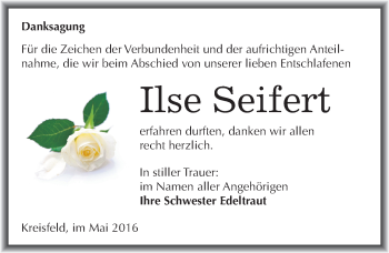 Traueranzeige von Ilse Seifert von Mitteldeutsche Zeitung Mansfelder Land