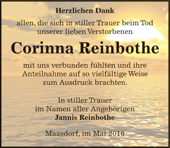 Traueranzeige von Corinna Reinbothe von Mitteldeutsche Zeitung Köthen
