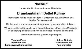 Traueranzeige von Detlef Kühne von Mitteldeutsche Zeitung