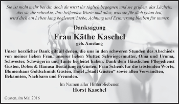 Traueranzeige von Käthe Kaschel von Super Sonntag Bernburg