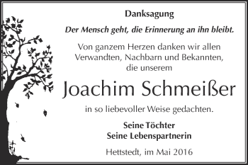 Traueranzeige von Joachim Schmeißer von Wochenspiegel Mansfelder Land