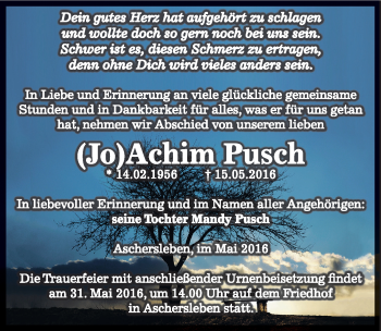 Traueranzeige von Achim Pusch von Mitteldeutsche Zeitung Aschersleben
