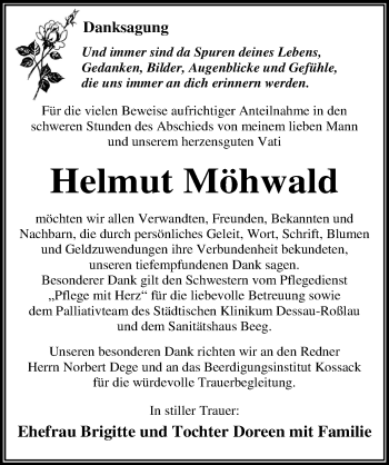 Traueranzeige von Helmut Möhwald von Mitteldeutsche Zeitung Dessau-Roßlau