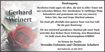 Traueranzeige von Gerhard Weinert von Mitteldeutsche Zeitung Quedlinburg