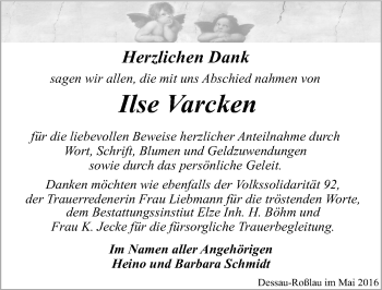 Traueranzeige von Ilse Varcken von Mitteldeutsche Zeitung Dessau-Roßlau