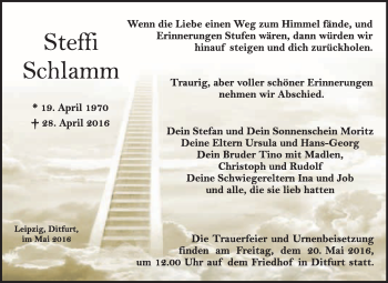 Traueranzeige von Steffi Schlamm von WVG - Wochenspiegel Quedlinburg