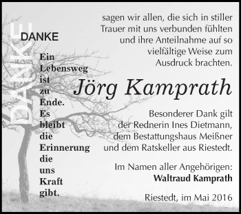 Traueranzeige von Jörg Kamprath von Super Sonntag SGH Mansf. Land