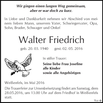 Traueranzeige von Gustav Pokrant von Mitteldeutsche Zeitung Naumburg/Nebra