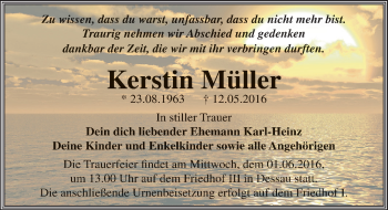 Traueranzeige von Kerstin Müller von Mitteldeutsche Zeitung Dessau-Roßlau