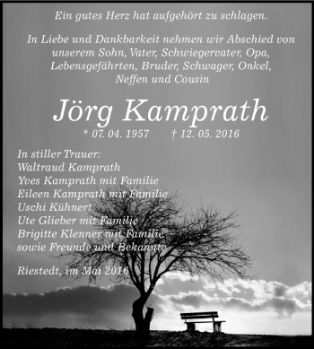 Traueranzeige von Jörg Kamprath von Super Sonntag SGH Mansf. Land