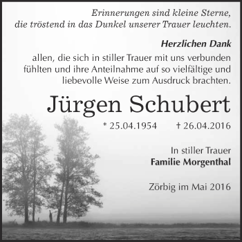 Traueranzeige von Jürgen Schubert von WVG - Wochenspiegel Bitterfeld