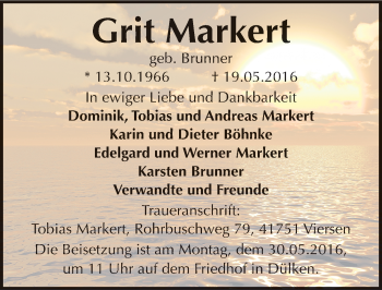 Traueranzeige von Grit Markert von Mitteldeutsche Zeitung Merseburg/Querfurt