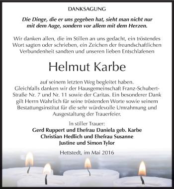 Traueranzeige von Helmut Karbe von Mitteldeutsche Zeitung Mansfelder Land