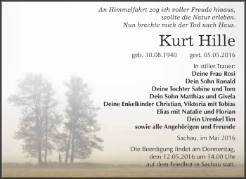 Traueranzeige von Kurt Hille von WVG - Wochenspiegel Wittenberg