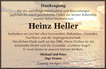 Traueranzeige von Heinz Heller von Mitteldeutsche Zeitung Wittenberg