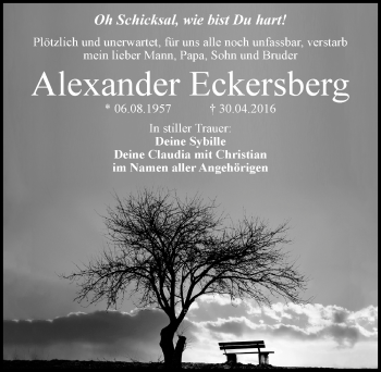 Traueranzeige von Alexander Eckersberg von Mitteldeutsche Zeitung Merseburg/Querfurt