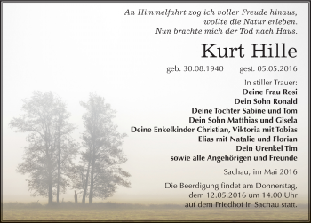Traueranzeige von Kurt Hille von Mitteldeutsche Zeitung Wittenberg