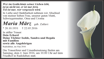 Traueranzeige von Maria März von Mitteldeutsche Zeitung Quedlinburg