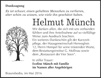 Traueranzeige von Hlmut Münch von WVG - Wochenspiegel Merseburg