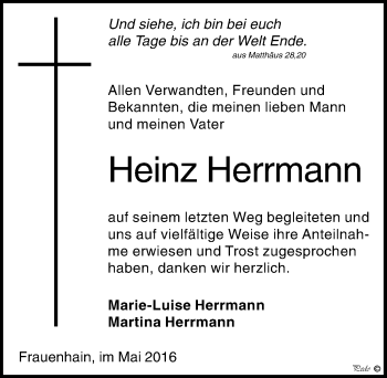 Traueranzeige von Heinz Herrmann von Mitteldeutsche Zeitung Zeitz