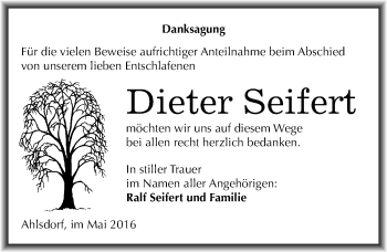 Traueranzeige von Dieter Seifert von Mitteldeutsche Zeitung Mansfelder Land